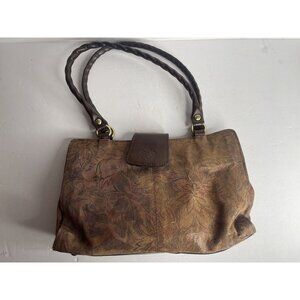 Patricia Nash Tan Floral‎ Brown Leather Tote Shoulder Bag
